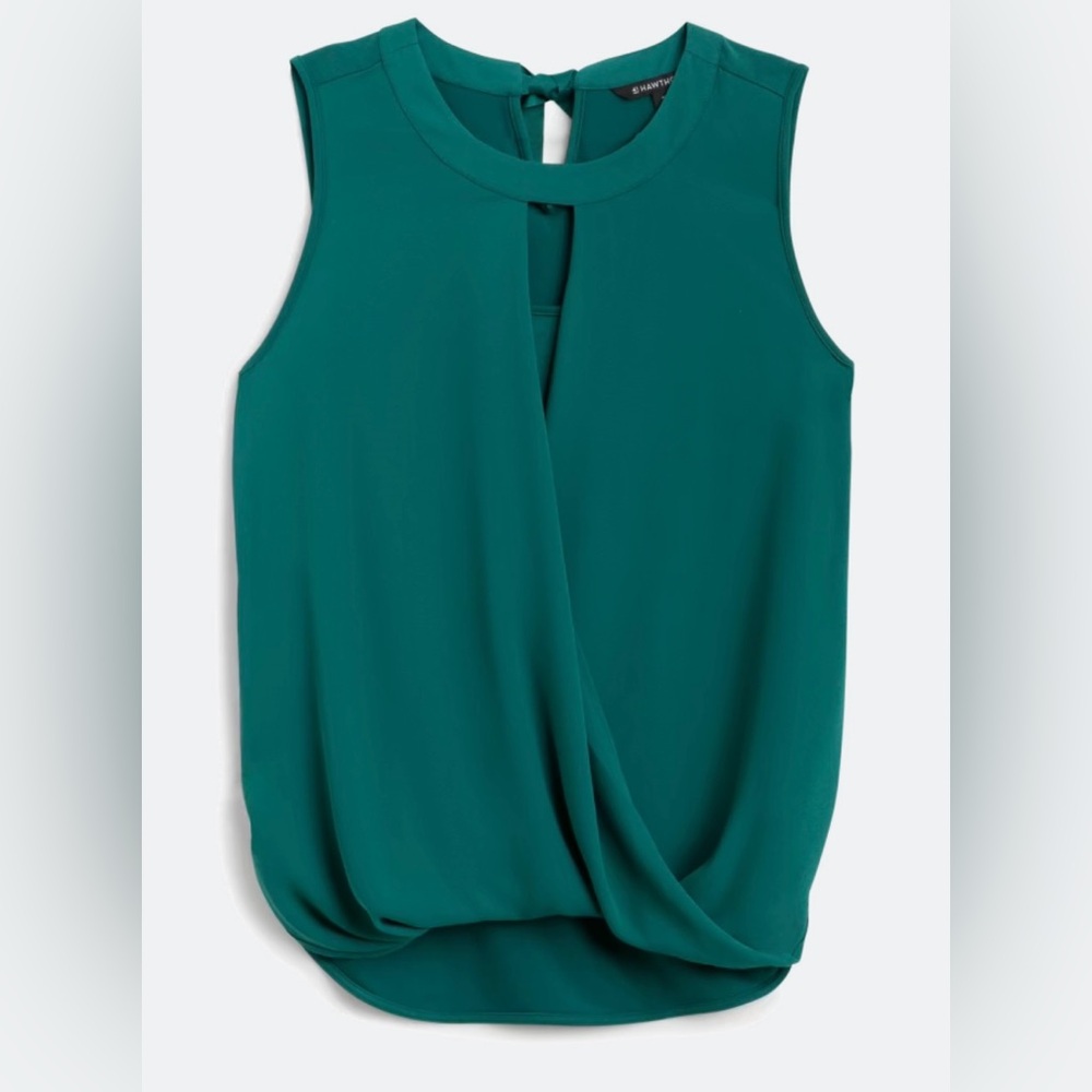 41 Hawthorn Mixed Material Surplice Sleeveless Green Blouse - Size L - Worn Once